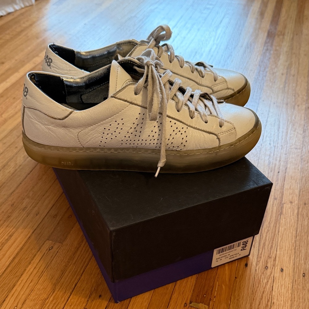 P448 White Leather Women's Sneakers